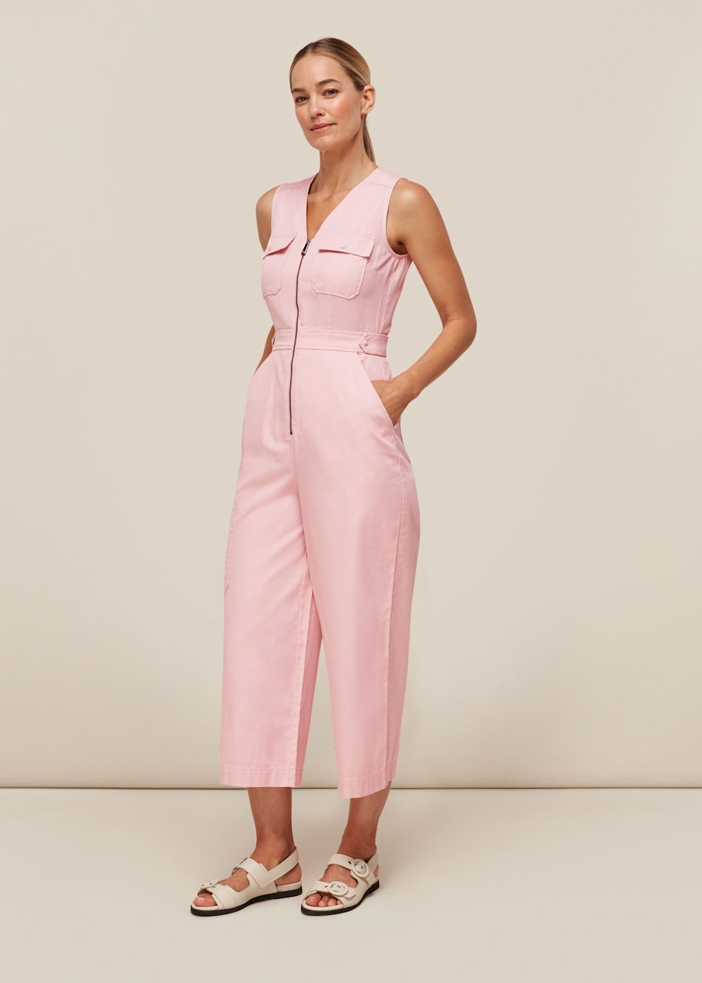 Hot pink utility jumpsuit outlet