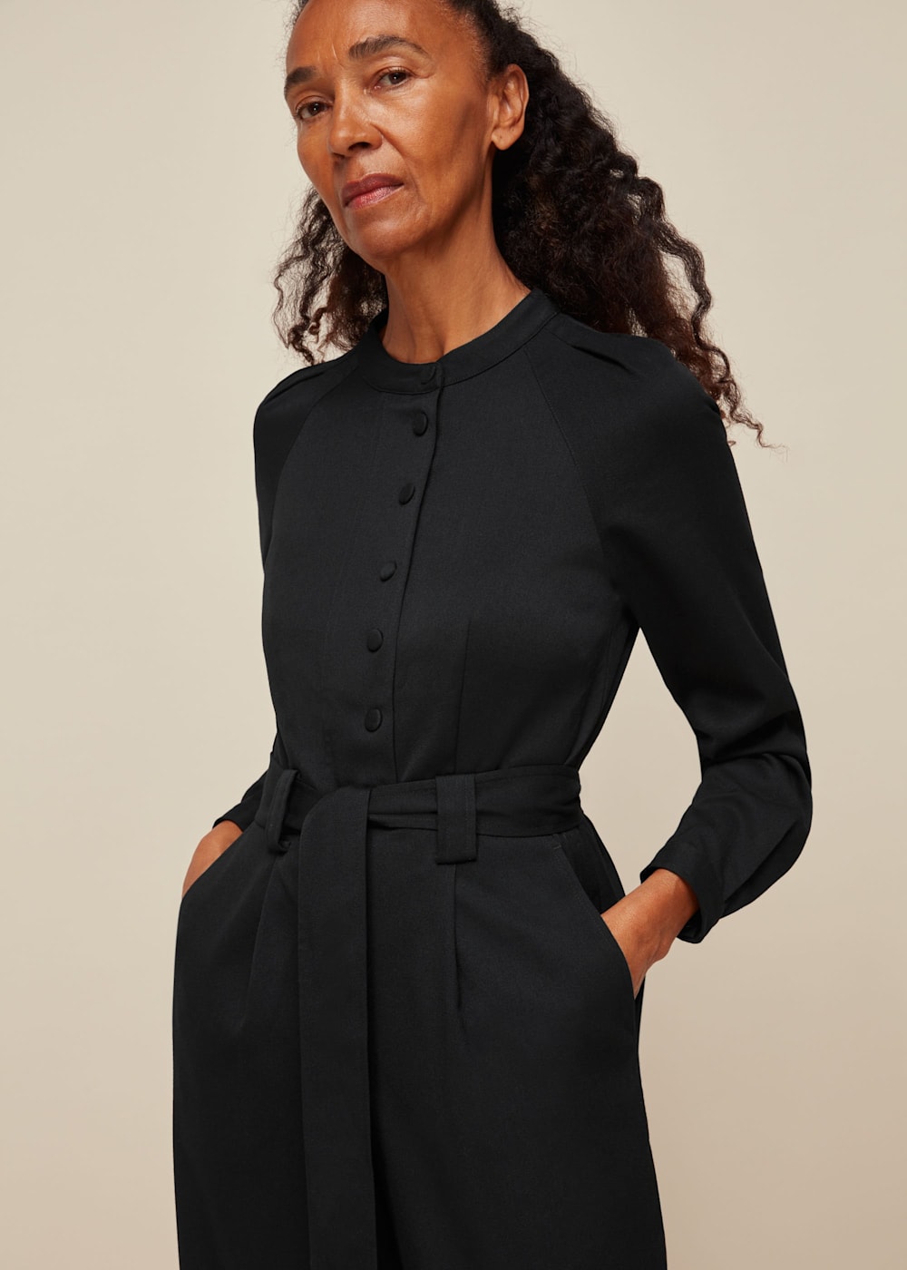 Black Tie Front Jumpsuit WHISTLES Whistles UK