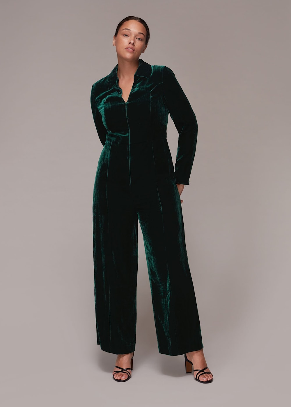 New look green velvet jumpsuit 2025