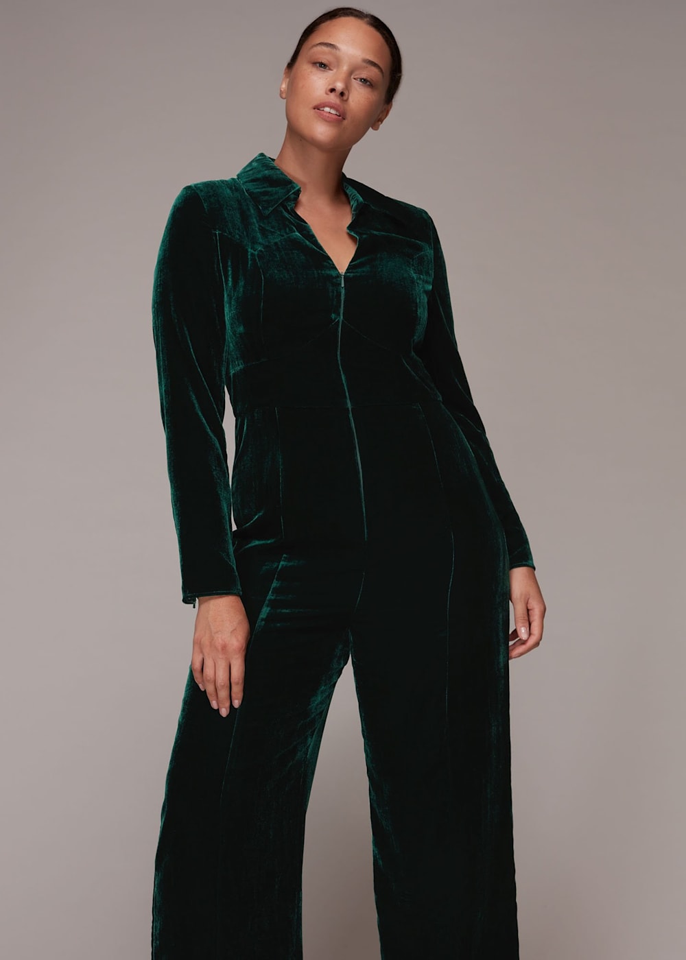 Velvet zip up jumpsuit shop