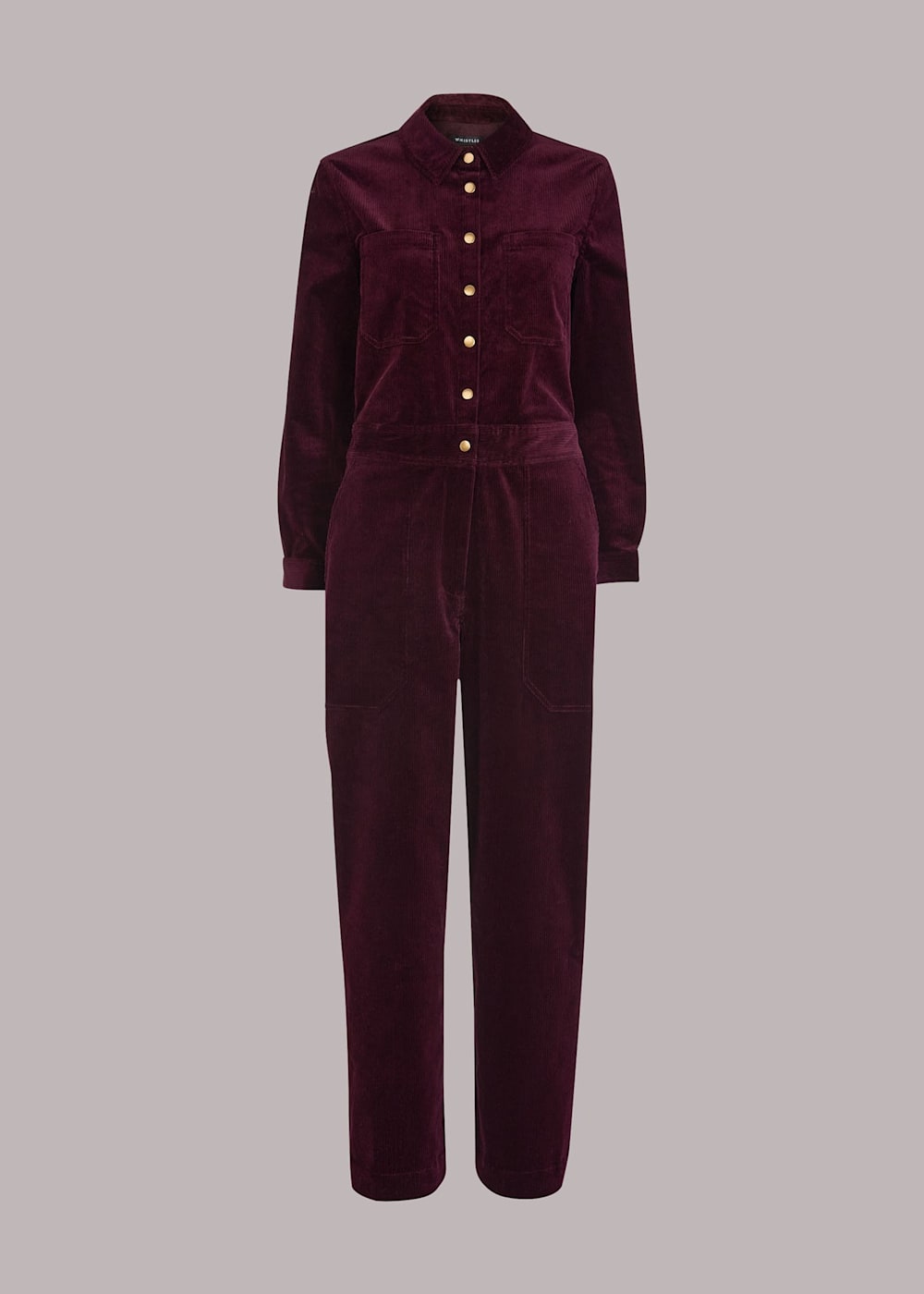 Burgundy Gabby Corduroy Jumpsuit | WHISTLES | Whistles US |