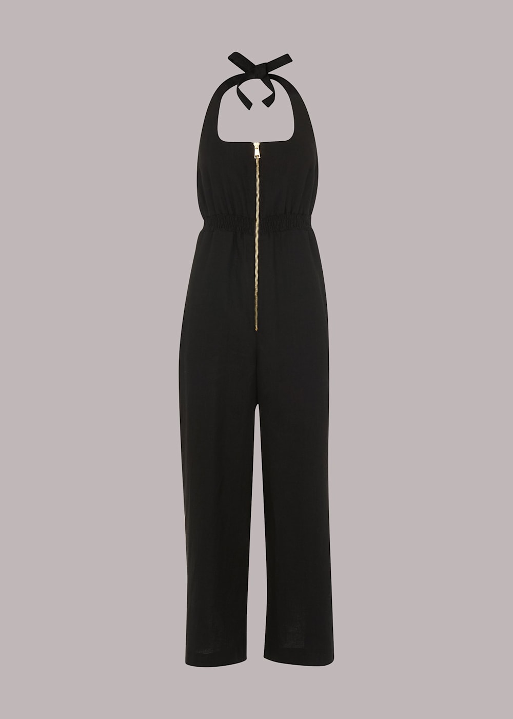 Black halter neck jumpsuit uk top