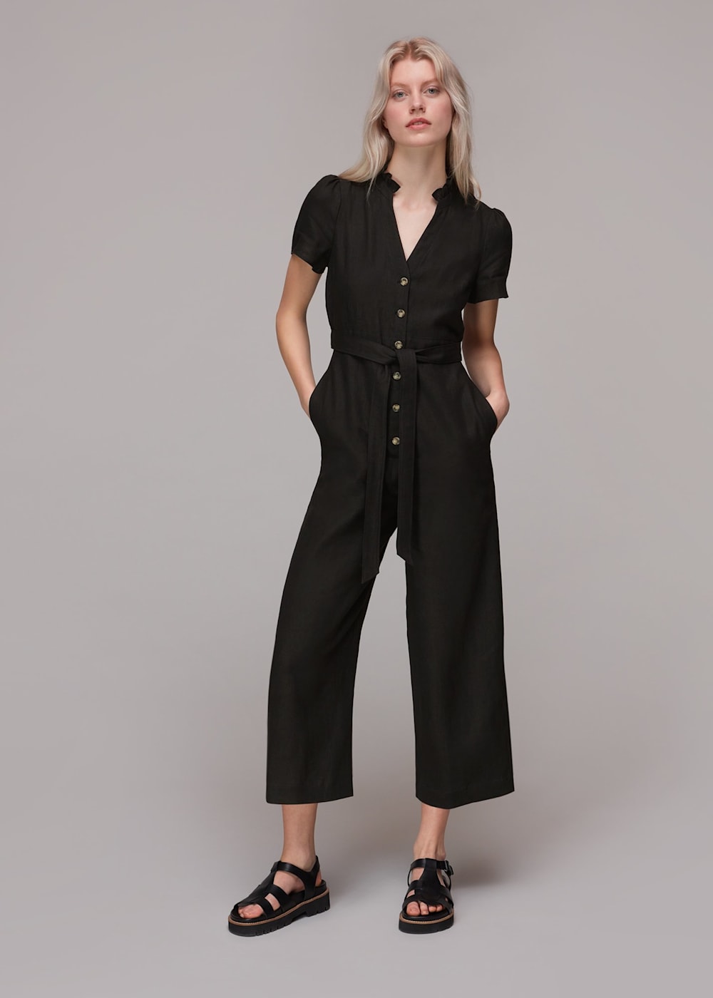 Black linen jumper sales
