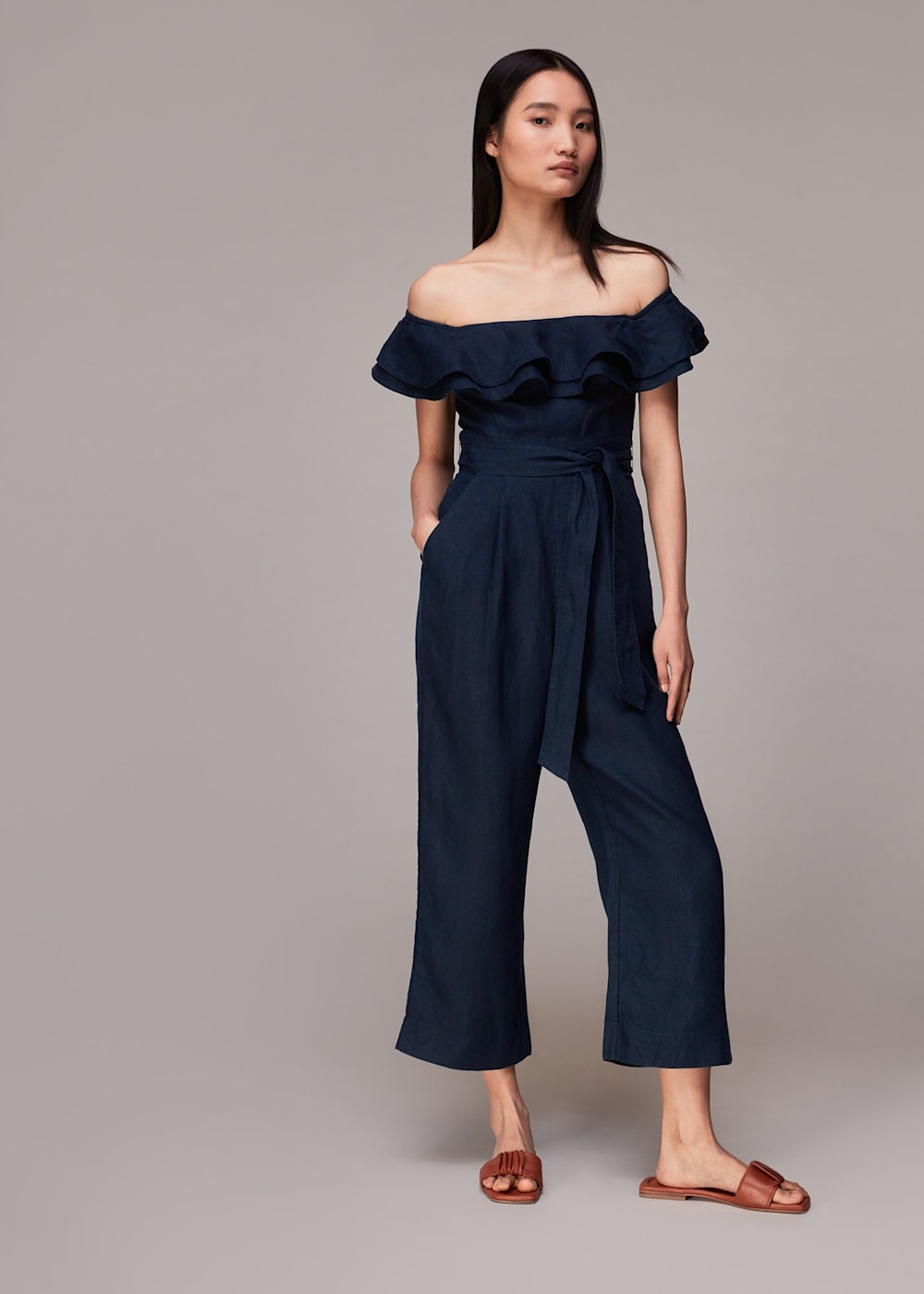 Navy bardot jumpsuit sales