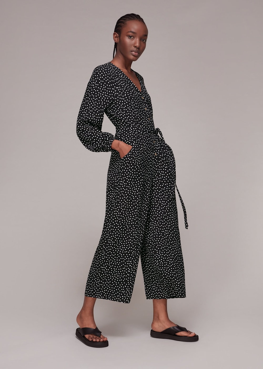 Black and White Lottie Spot Printed Jumpsuit