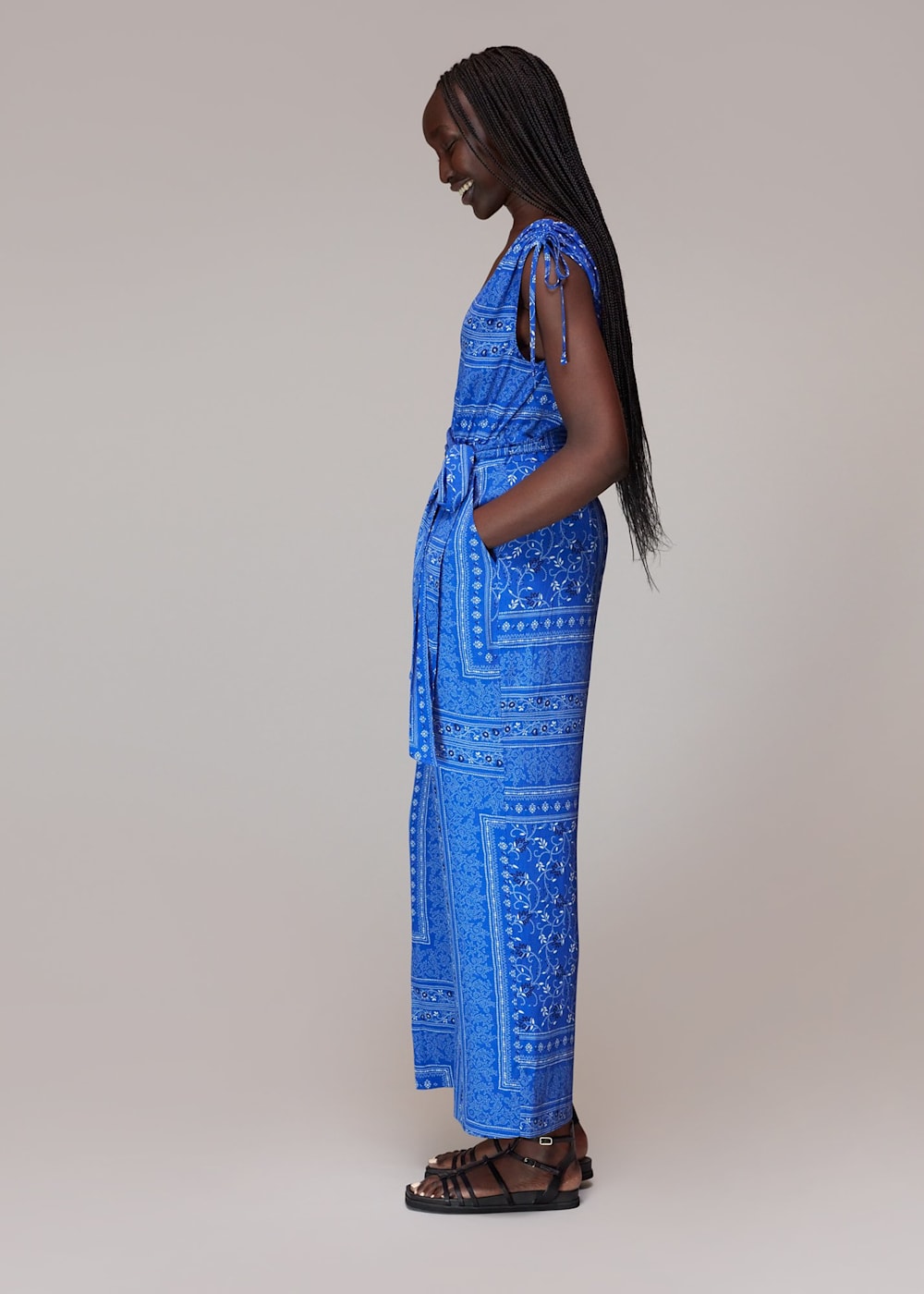 Blue print jumpsuit shop