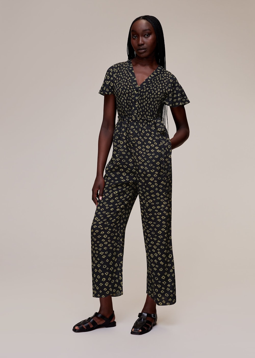 Black Multi Abstract Gem Jumpsuit WHISTLES Whistles UK