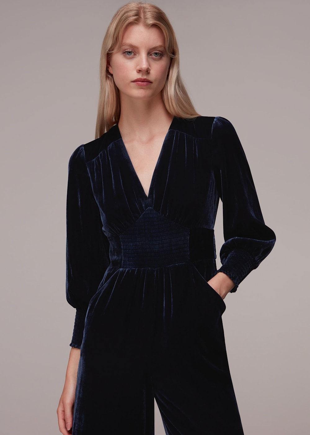 Velvet jumpsuit navy deals
