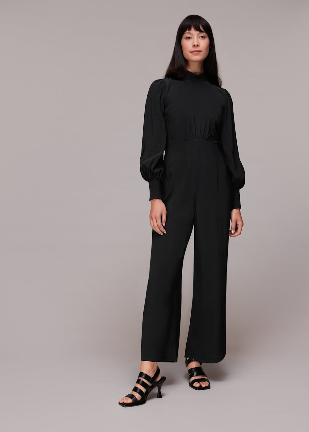 Black Shirred Bodice Jumpsuit WHISTLES Whistles UK