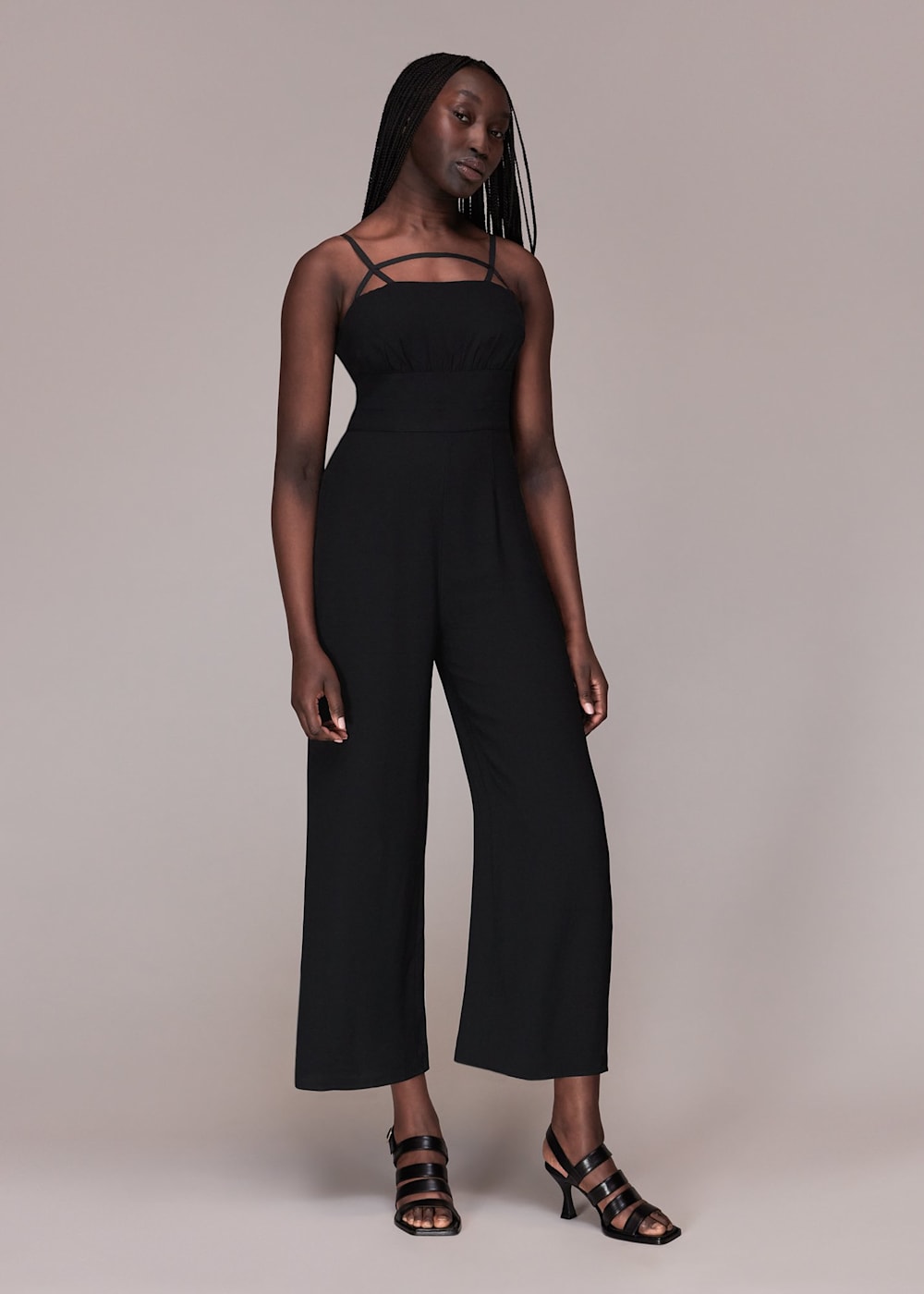 Black strap jumpsuit deals