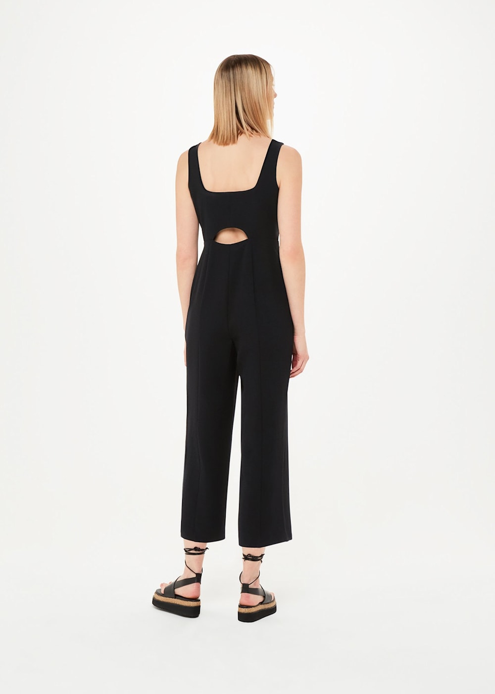 Square neck jumpsuit black hotsell