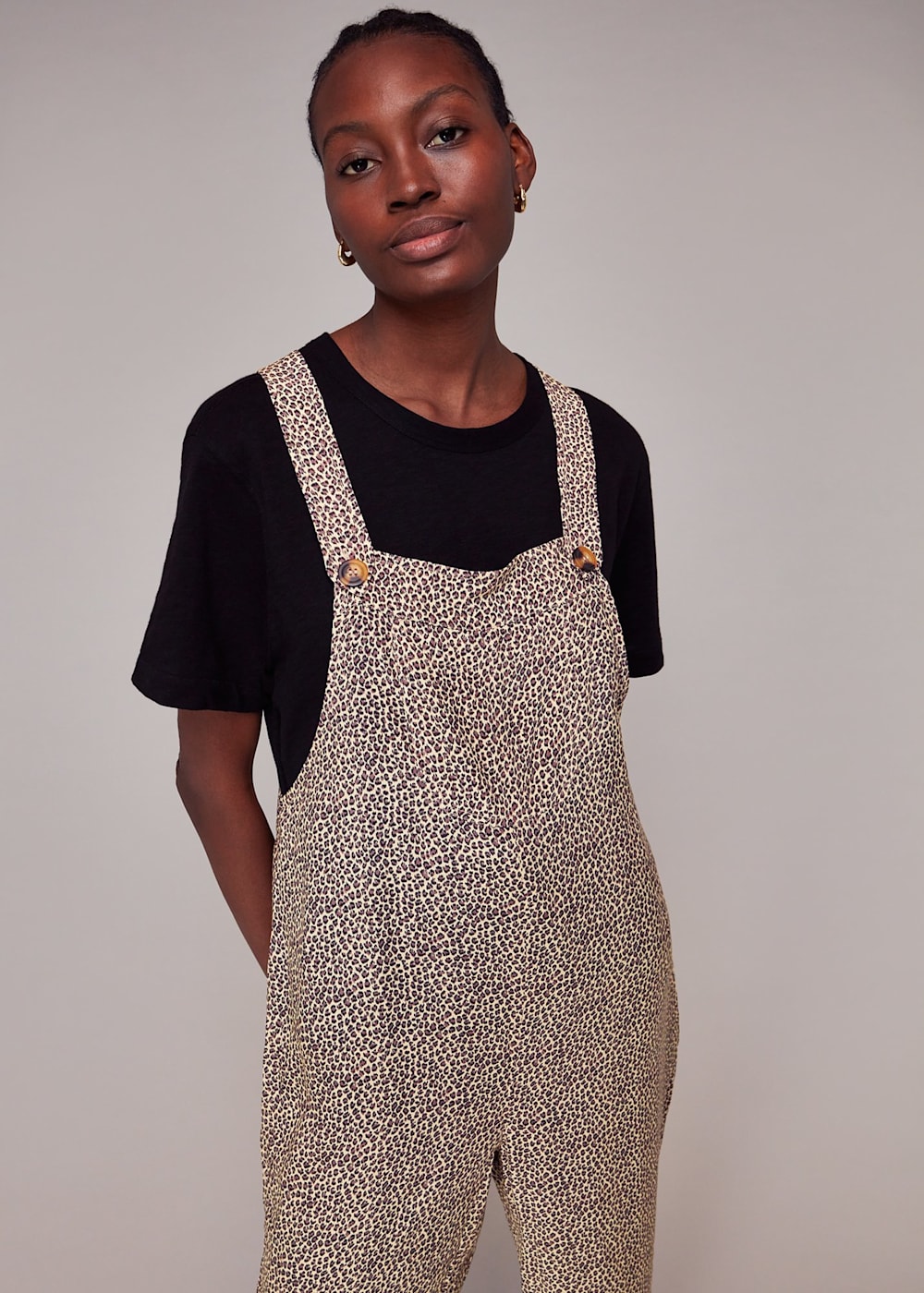Leopard print dungaree dress sale