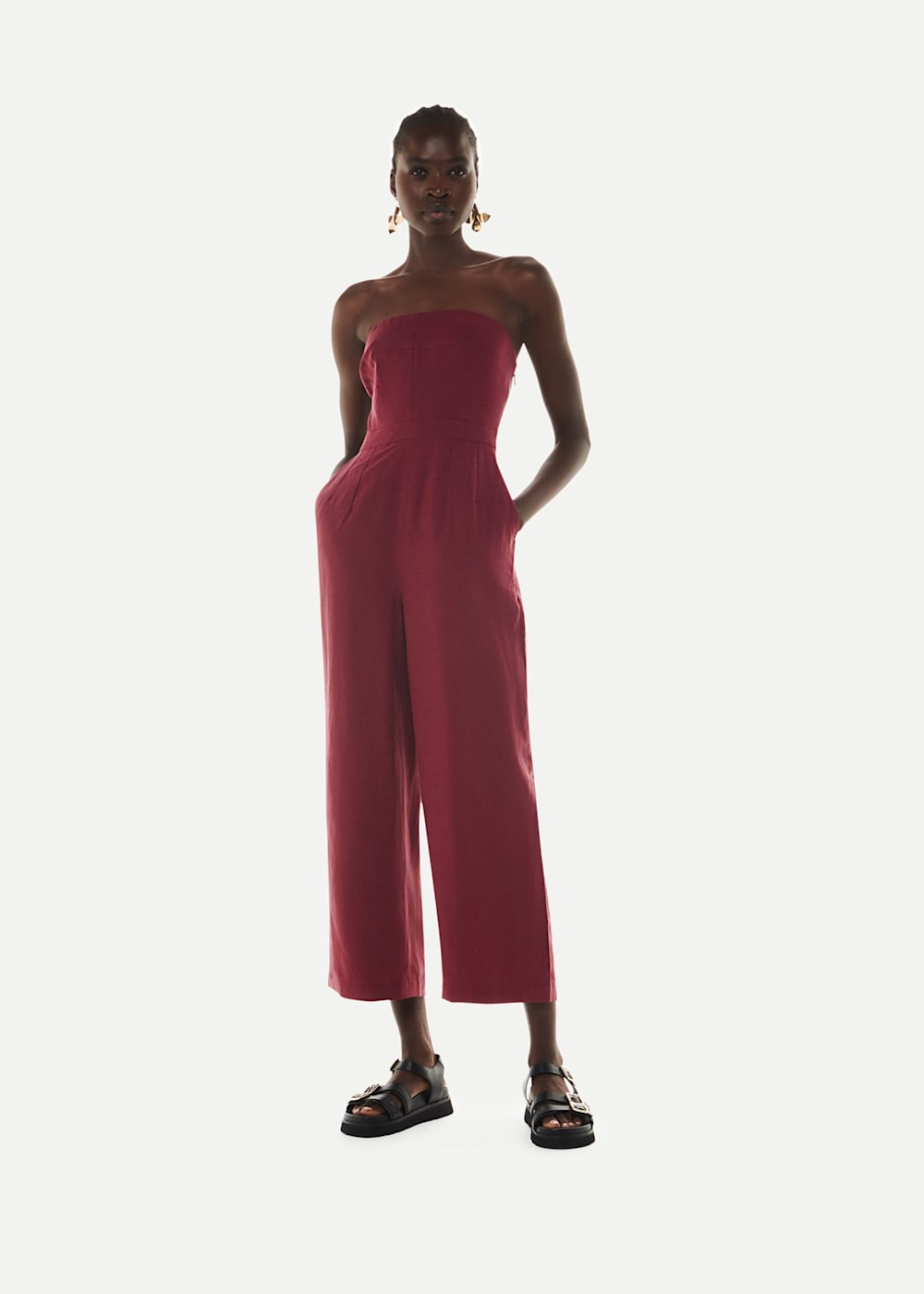 Red bandeau jumpsuit cheap
