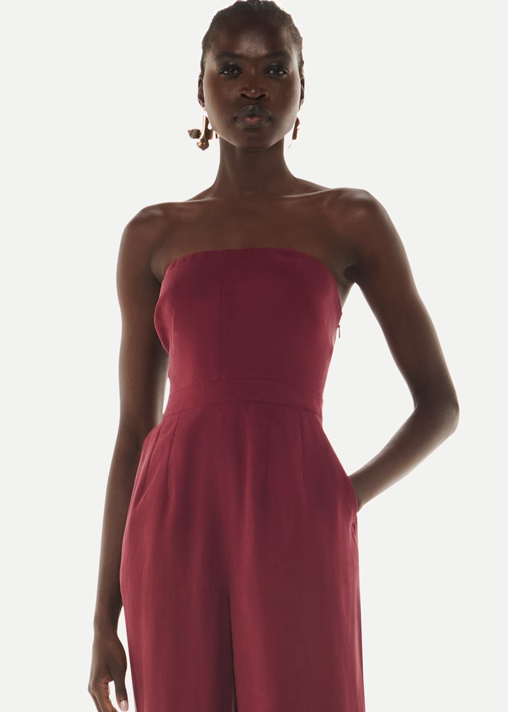Formal burgundy jumpsuit online
