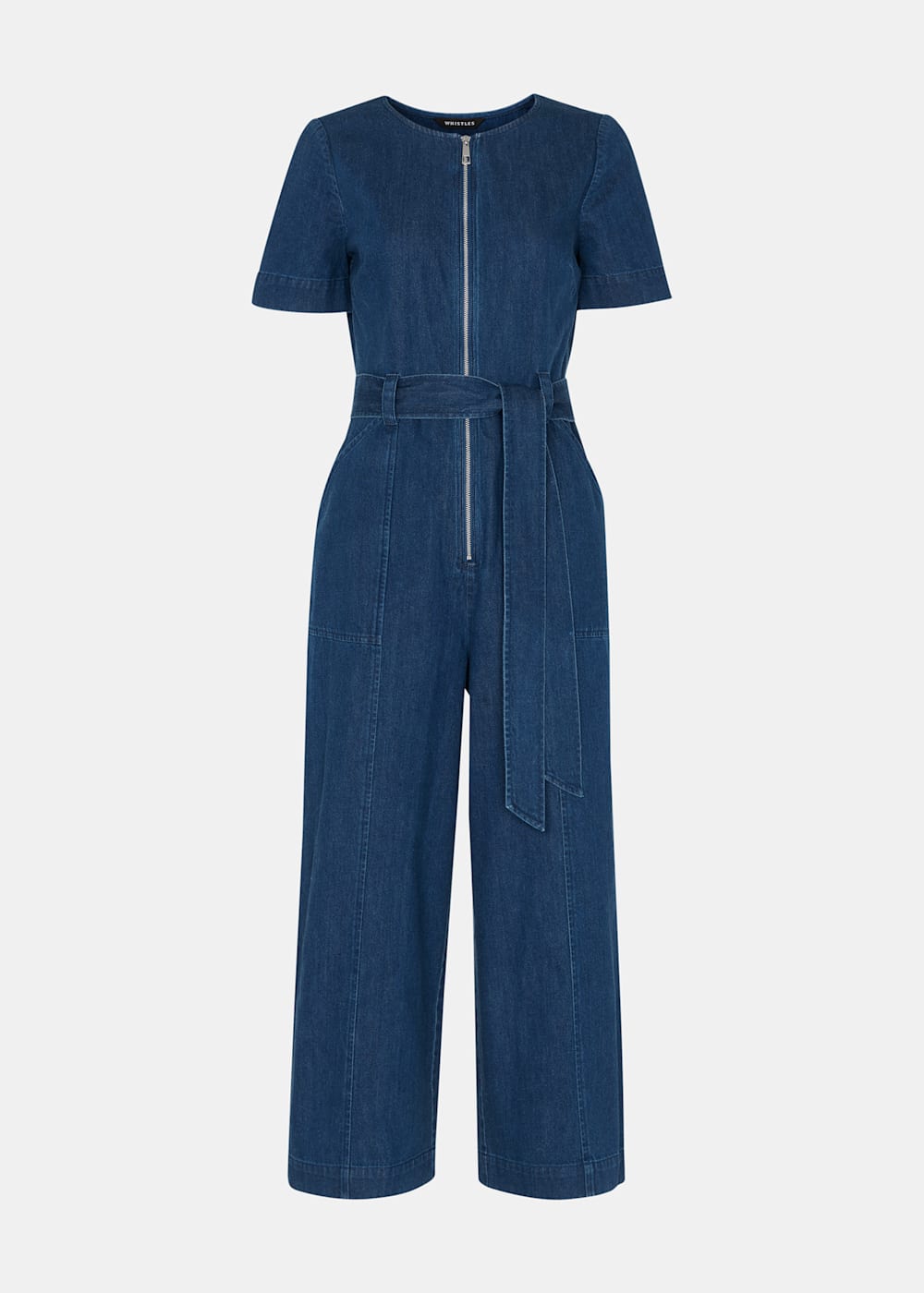 Denim zip front jumpsuit cheap