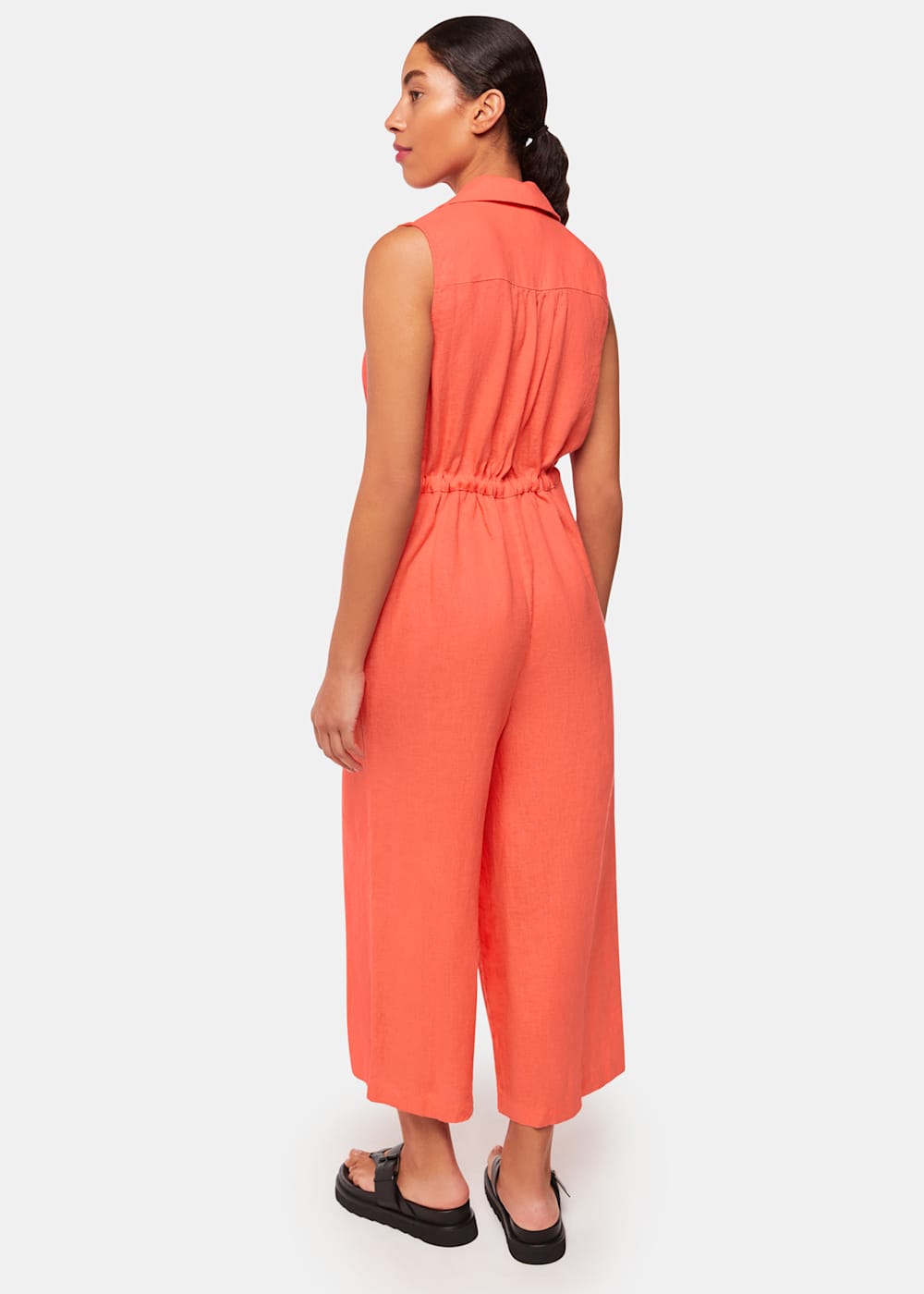Coral Bella Linen Wrap Jumpsuit WHISTLES Whistles ROW