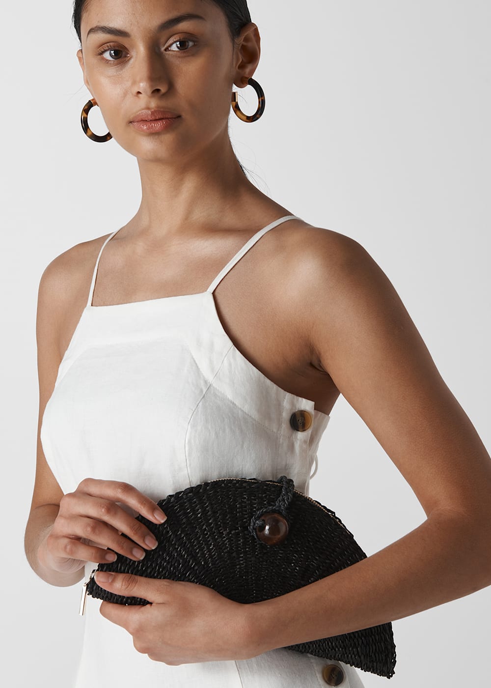 Whistles straw clutch shop