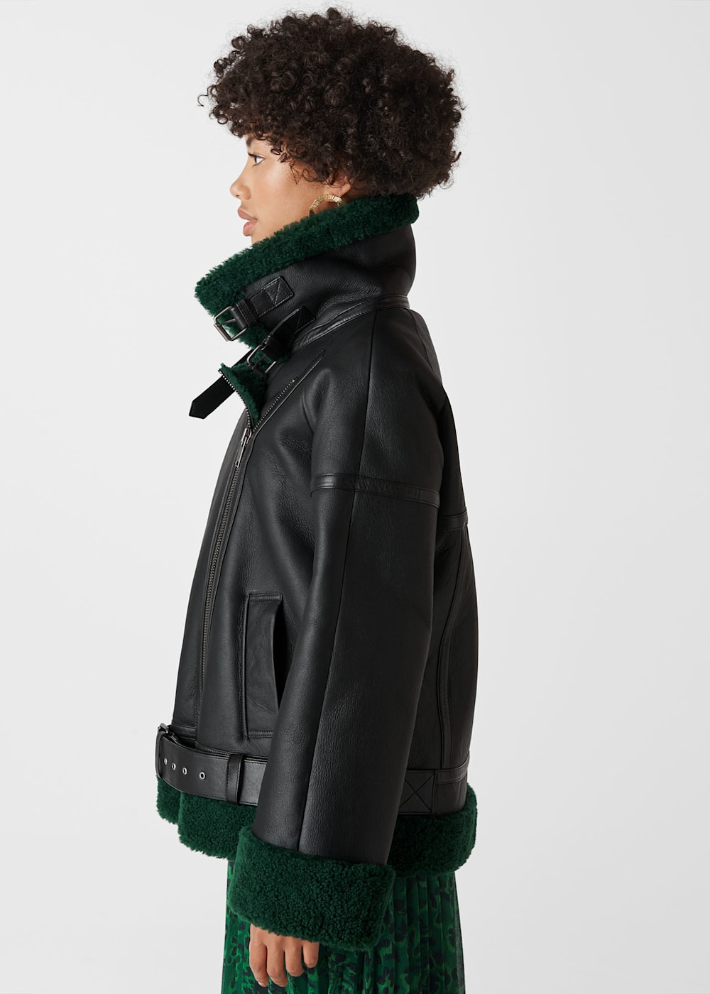 Whistles faux shearling biker jacket clearance