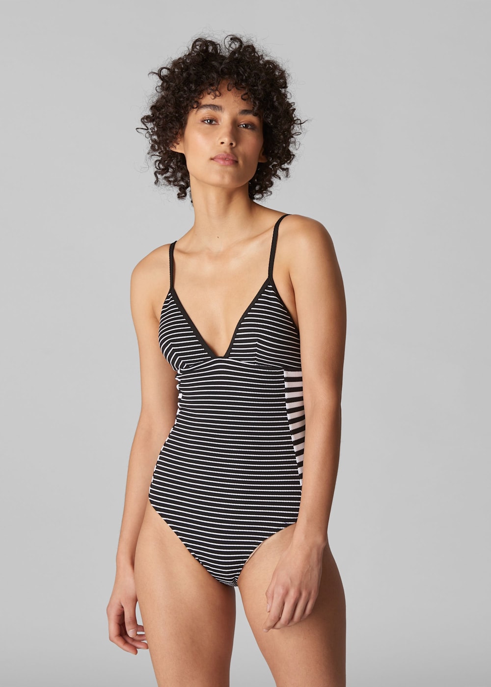Black and white striped swimsuit 2025
