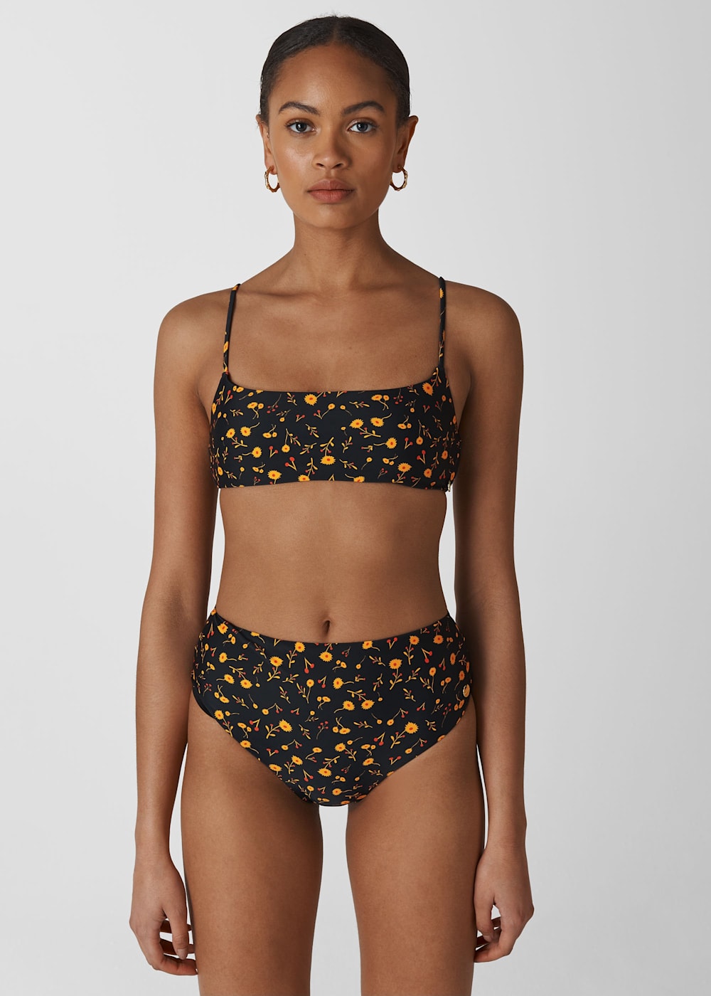 Black floral bikini bottoms sale
