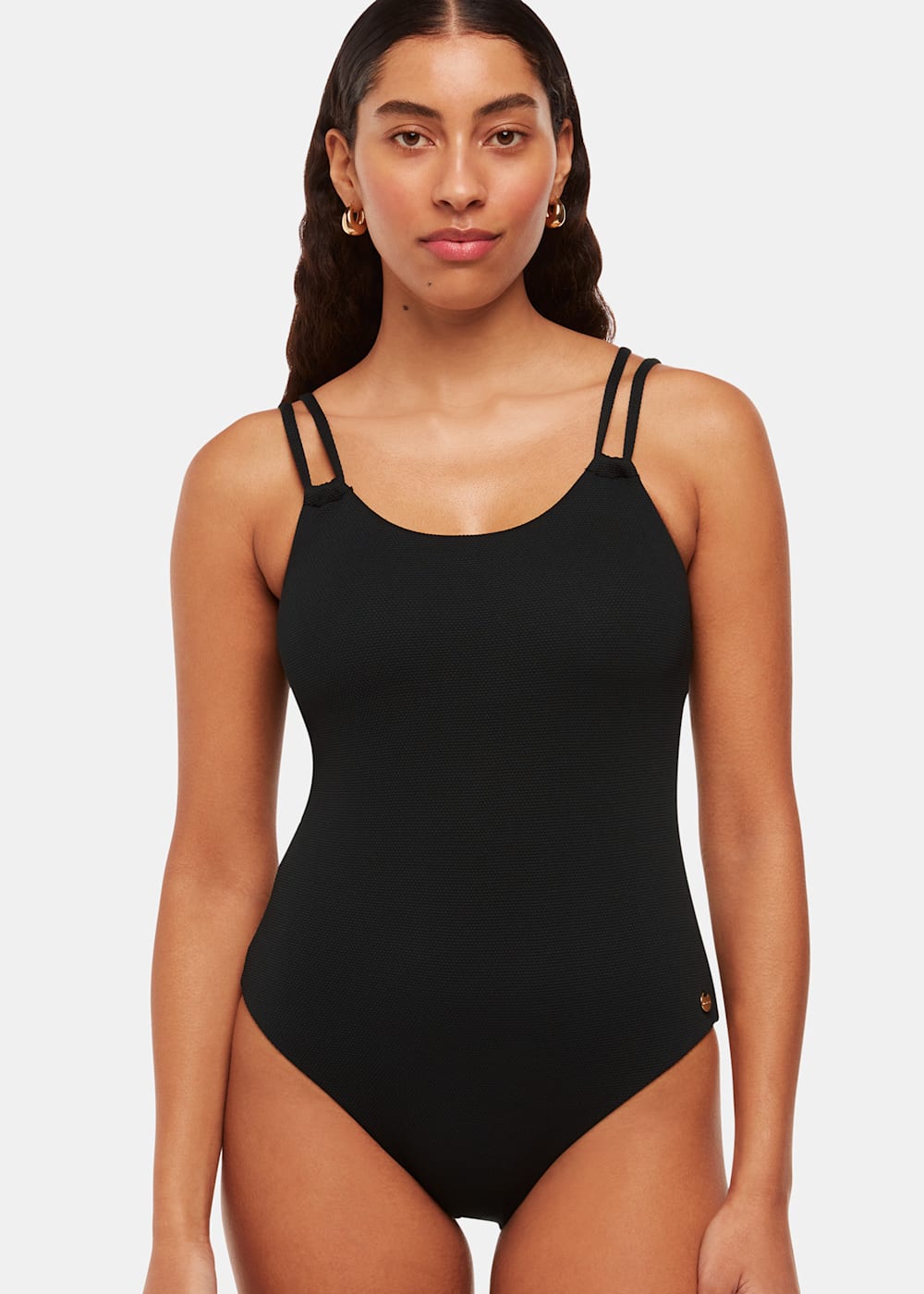 Black textured swimsuit outlet