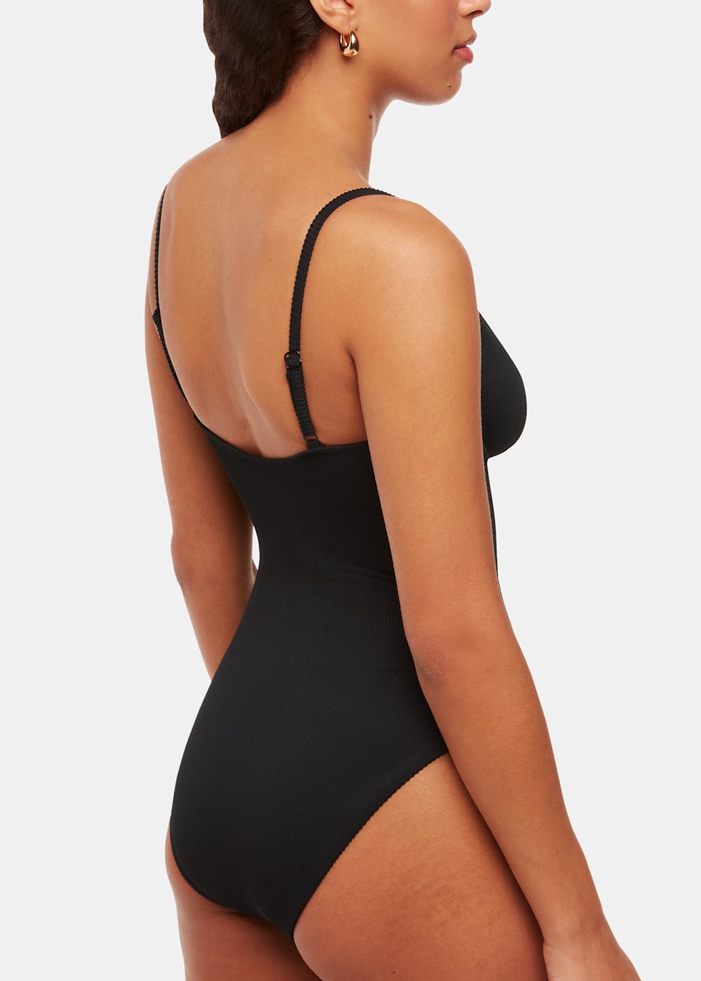 Black Ribbed Underwire Swimsuit WHISTLES Whistles AU