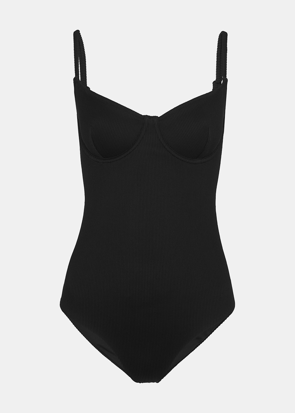 Ribbed black swimsuit sales