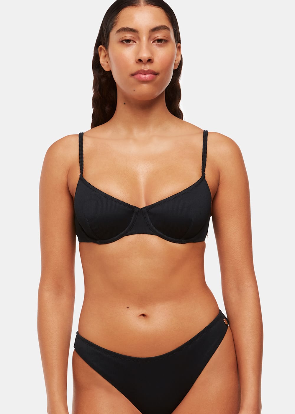 Ribbed black swimsuit discount