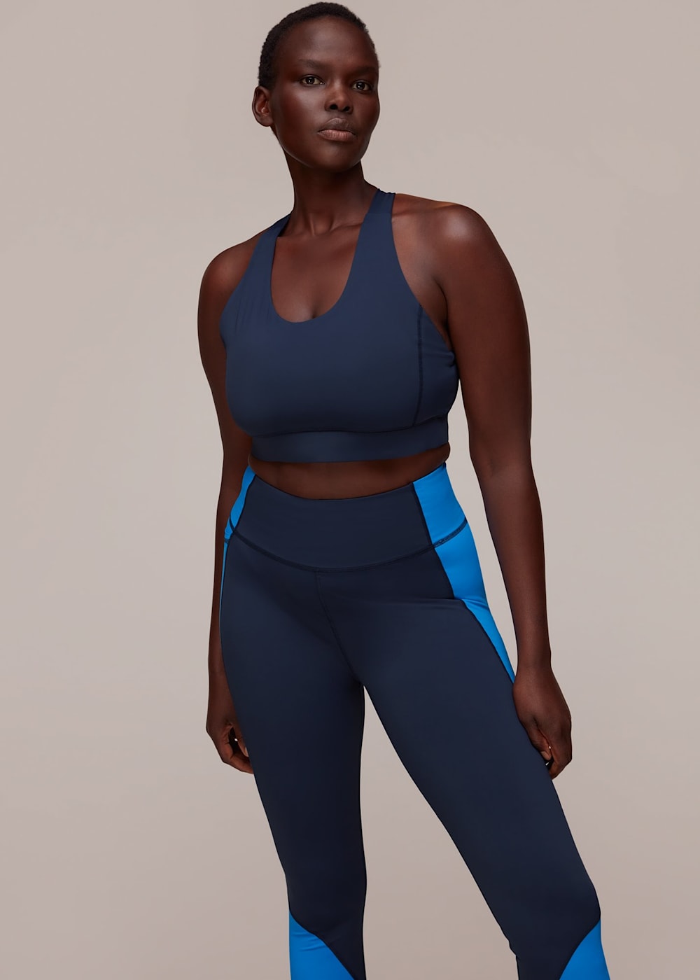 Blue Multi Panel Sports Legging WHISTLES Whistles UK