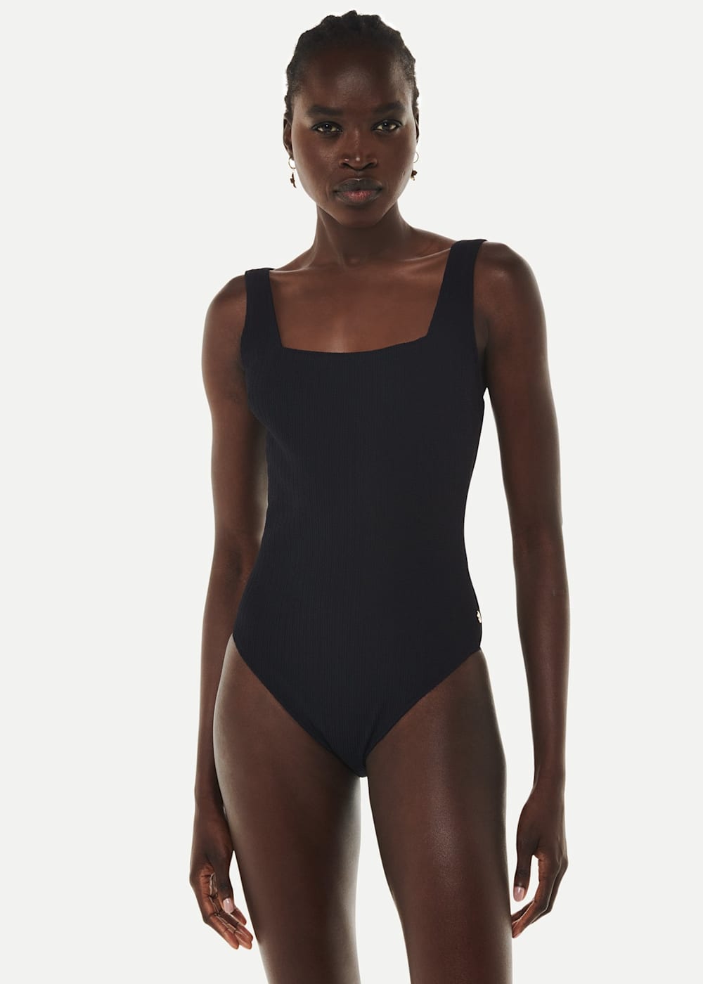 Black Square Neck Swimsuit WHISTLES Whistles UK