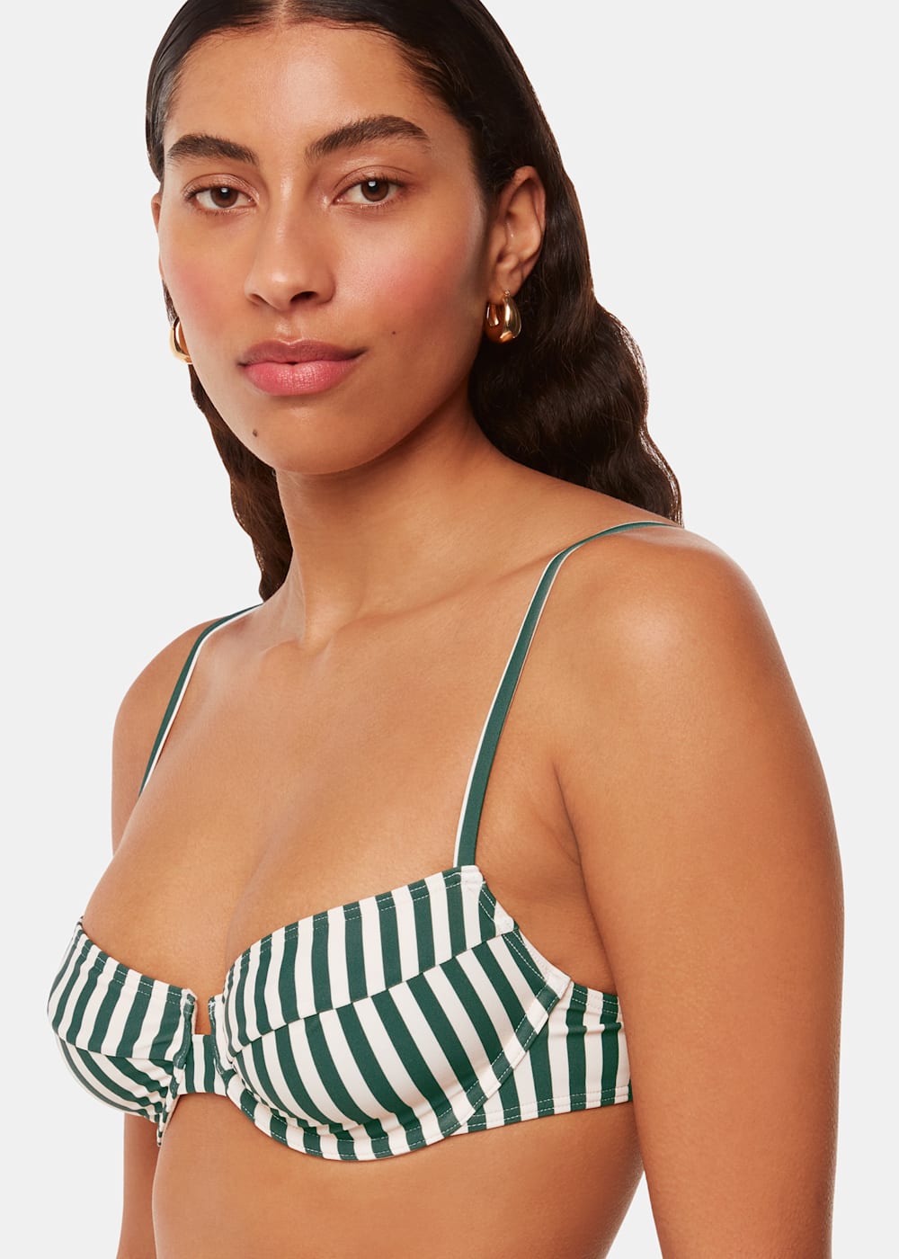 Green Multi Stripe Bikini Top WHISTLES Whistles US