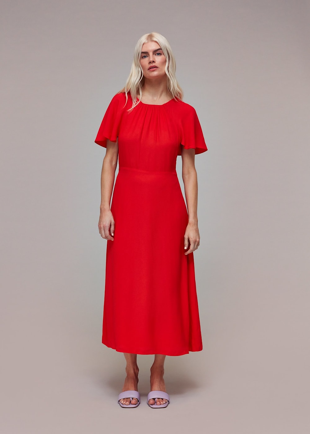 Red cape sleeve dress best sale