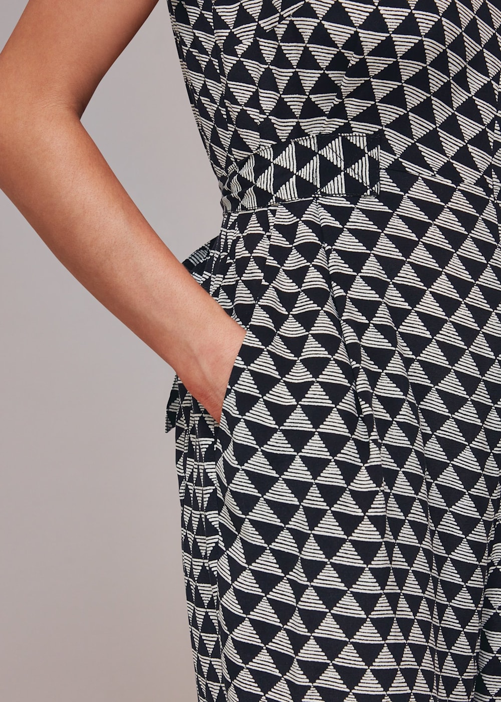 Black Multi Triangle Checkerboard Jumpsuit WHISTLES Whistles UK