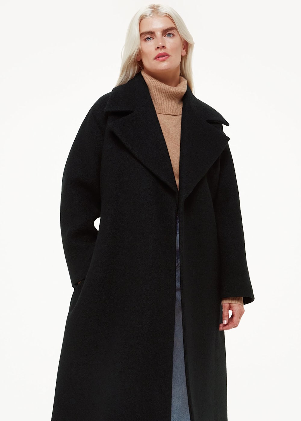 Black Lorna Wrap Wool Coat WHISTLES Whistles ROW