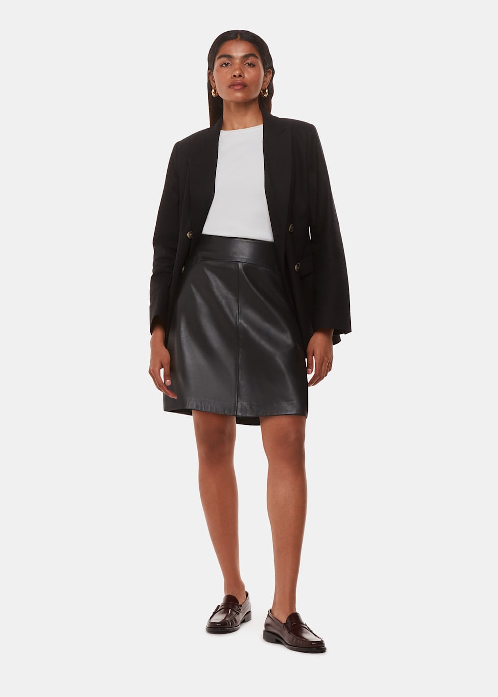 Black a line skirt leather sales