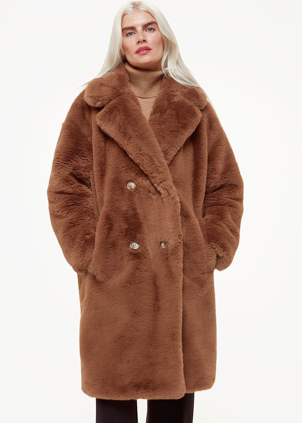 Brown Teddy Faux Fur Coat WHISTLES Whistles UK
