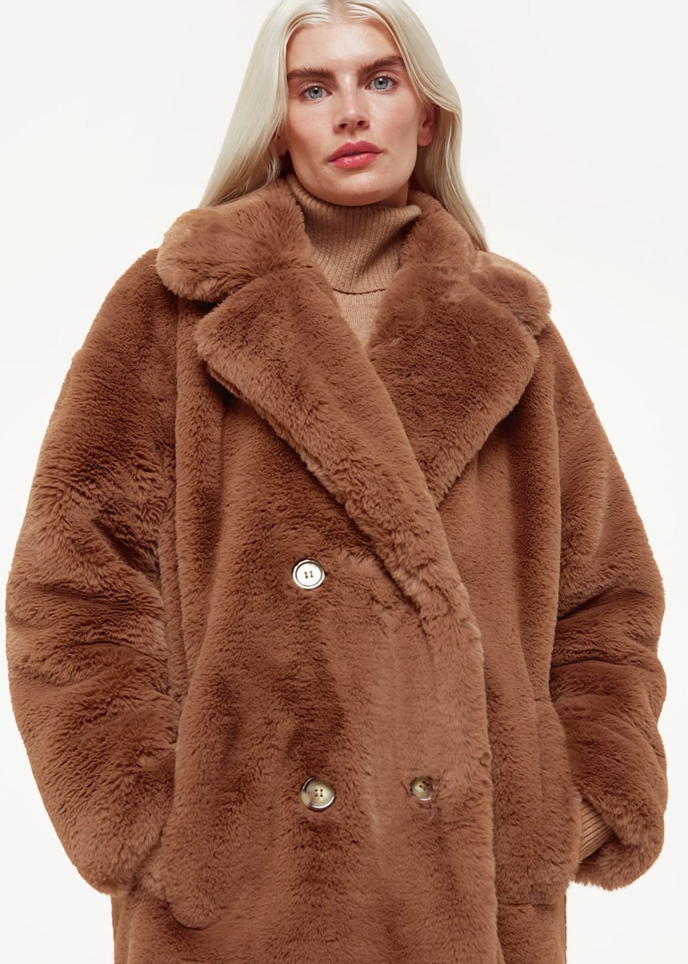 Brown Teddy Faux Fur Coat WHISTLES Whistles US