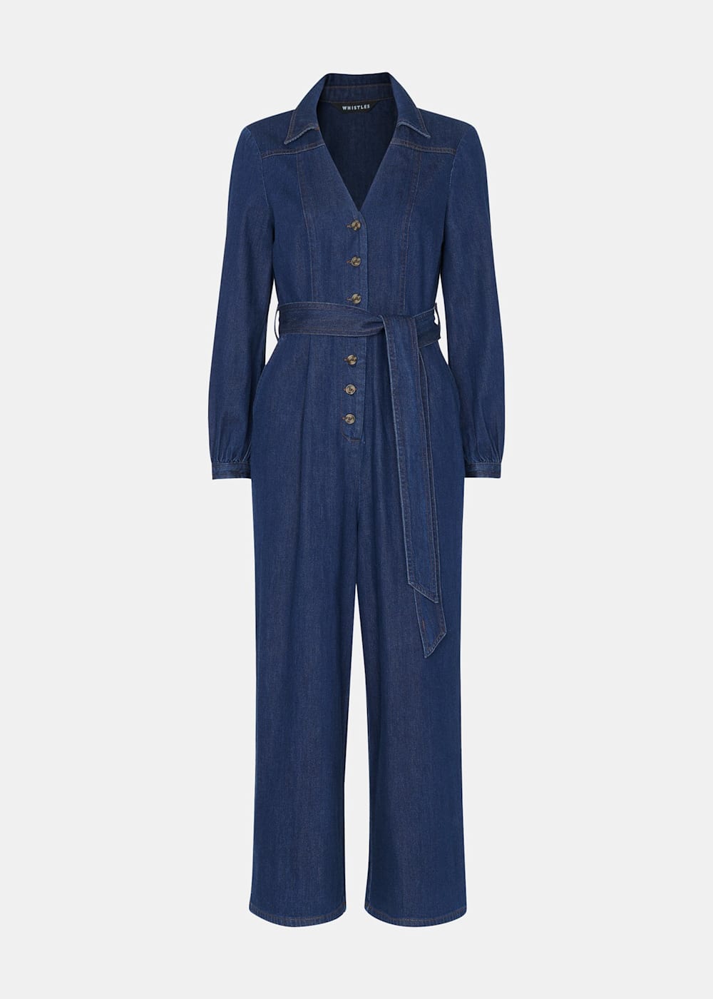 Denim Joni Denim Belted Jumpsuit WHISTLES Whistles UK