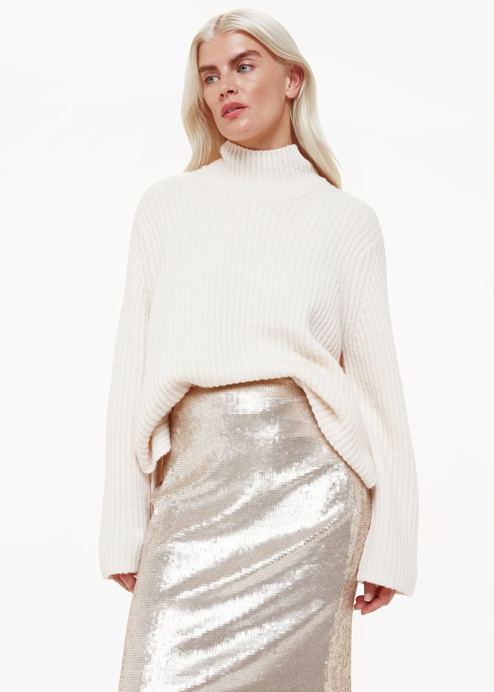 Silver Sequin Midi Skirt WHISTLES Whistles US