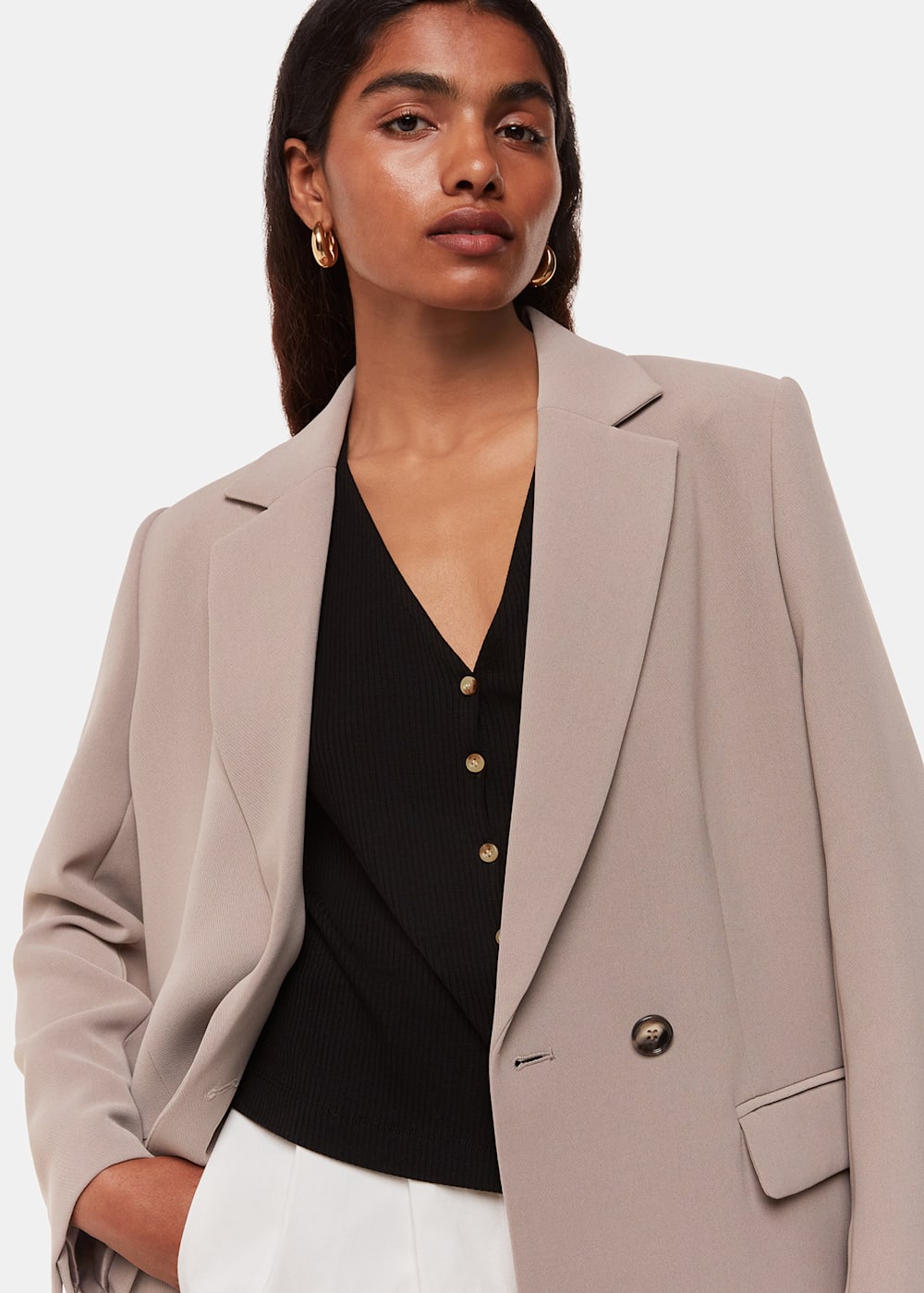 Taupe Nina Double Breasted Blazer WHISTLES Whistles UK