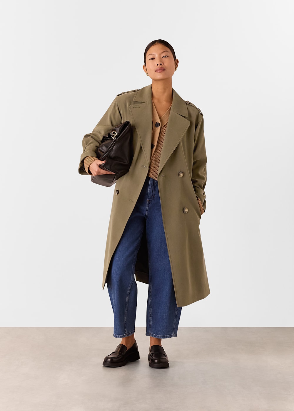 Khaki Riley Trench Coat WHISTLES Whistles US