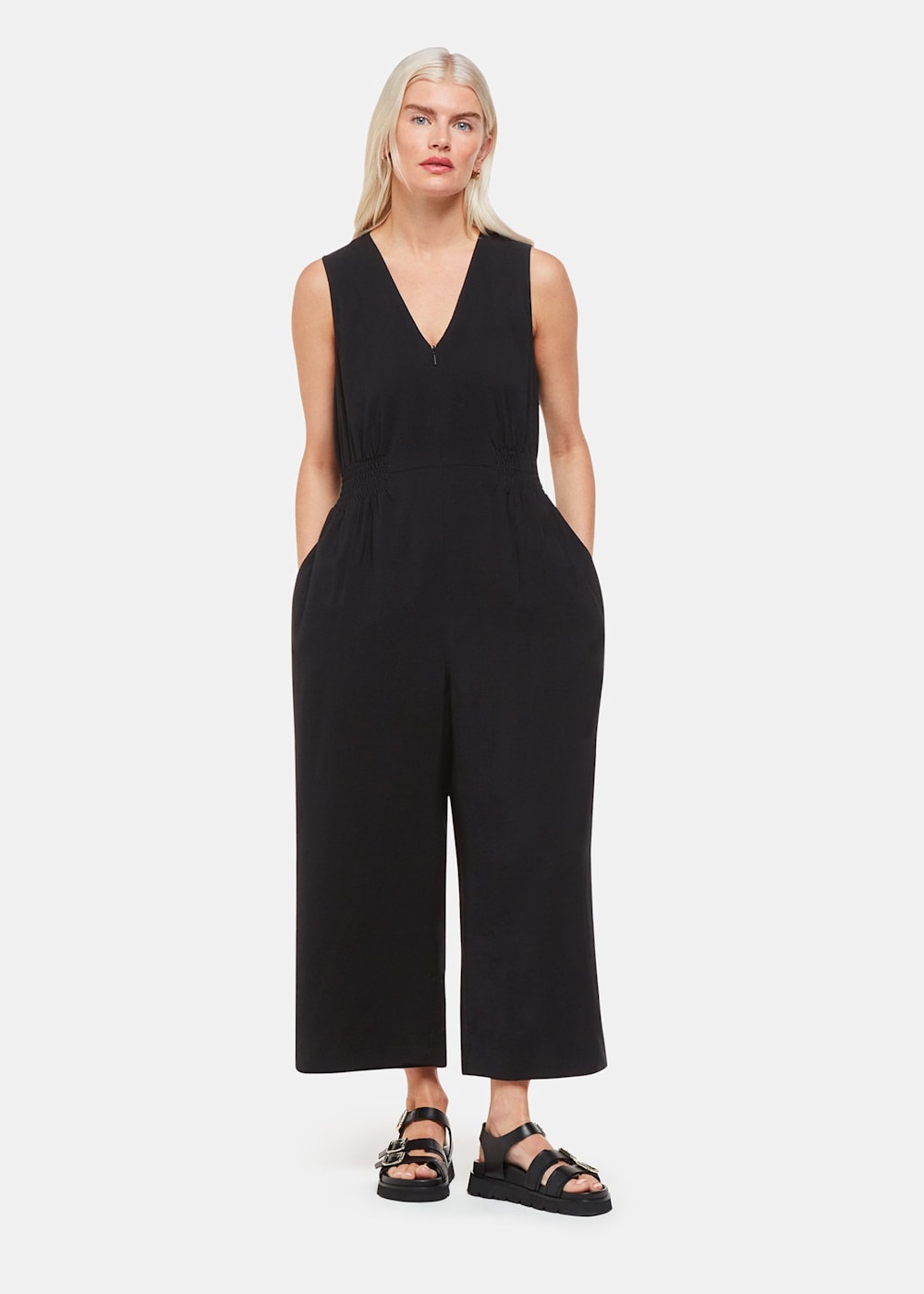 Petite black jumpsuit uk deals