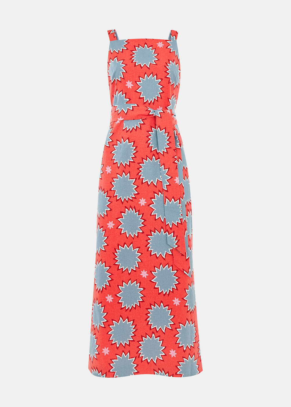 Coral Multi Sunburst Linen Blend Dress WHISTLES Whistles UK