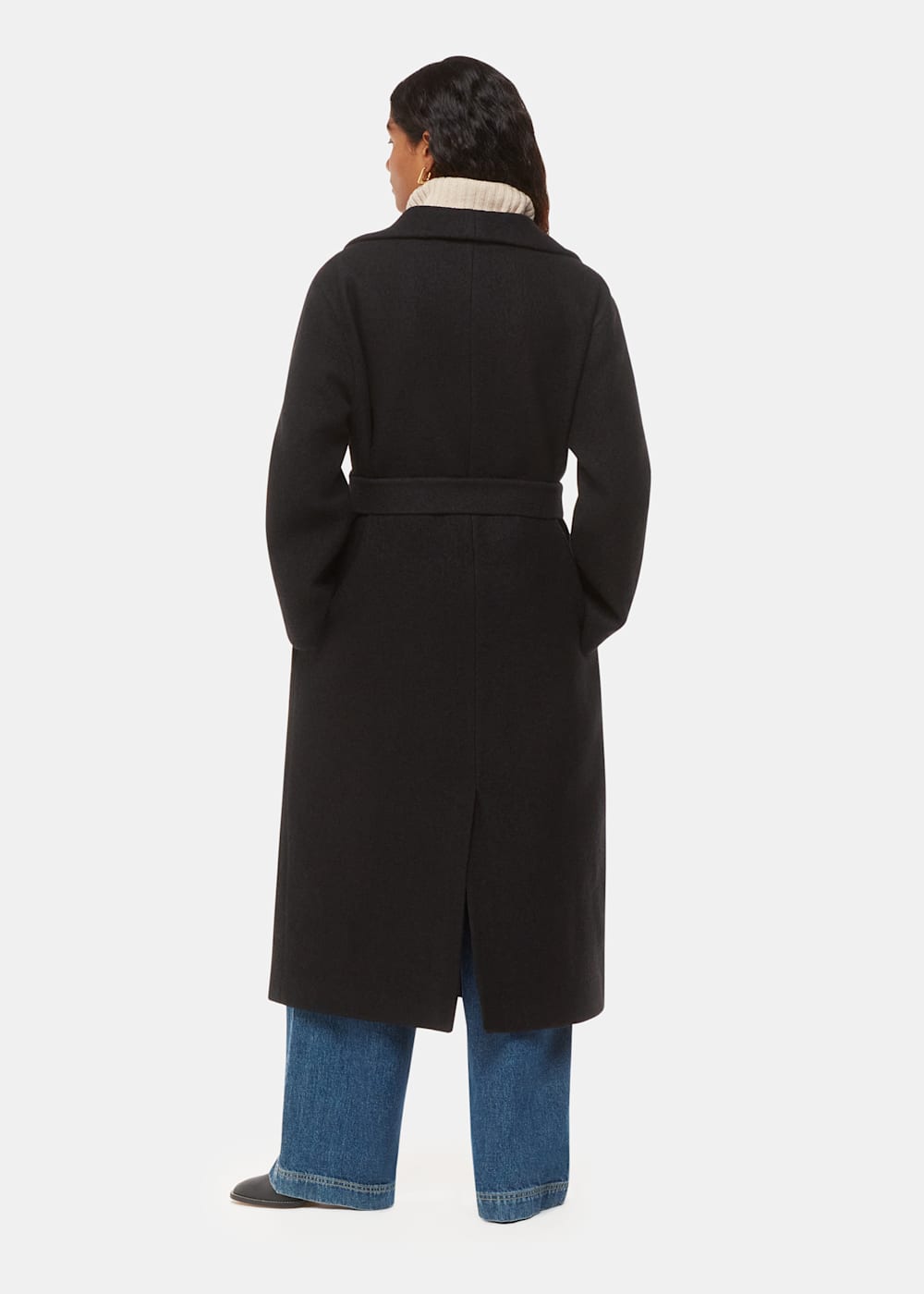 Petite black funnel neck coat sales