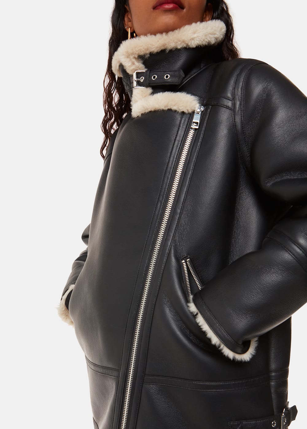 Whistles Black Faux Fur Aviator Whistles Black Faux Fur Aviator