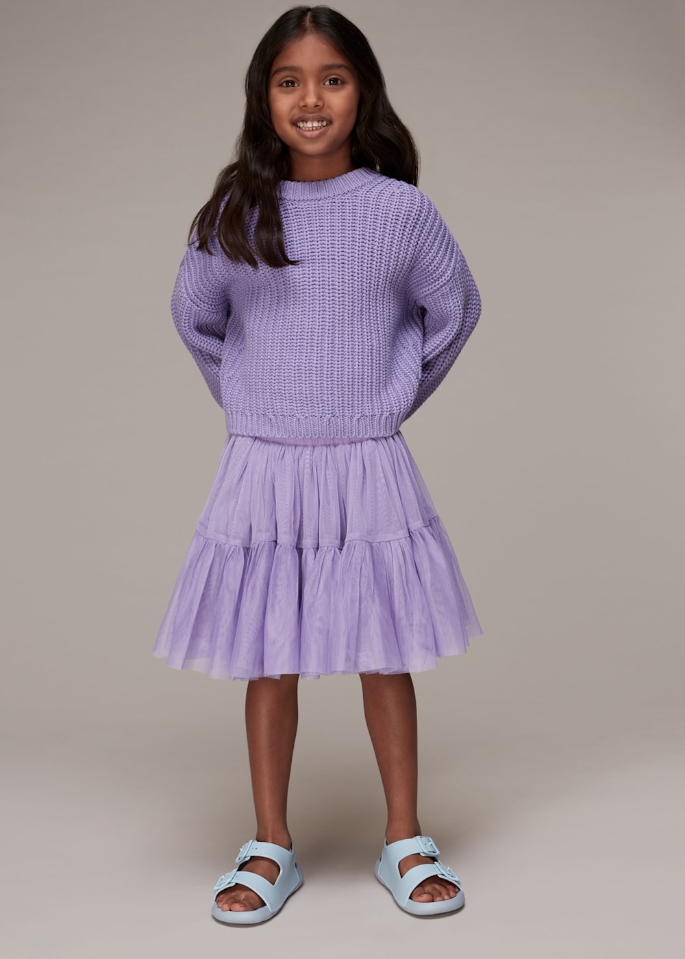 Purple Chunky Cotton Rib Sweater WHISTLES Whistles UK