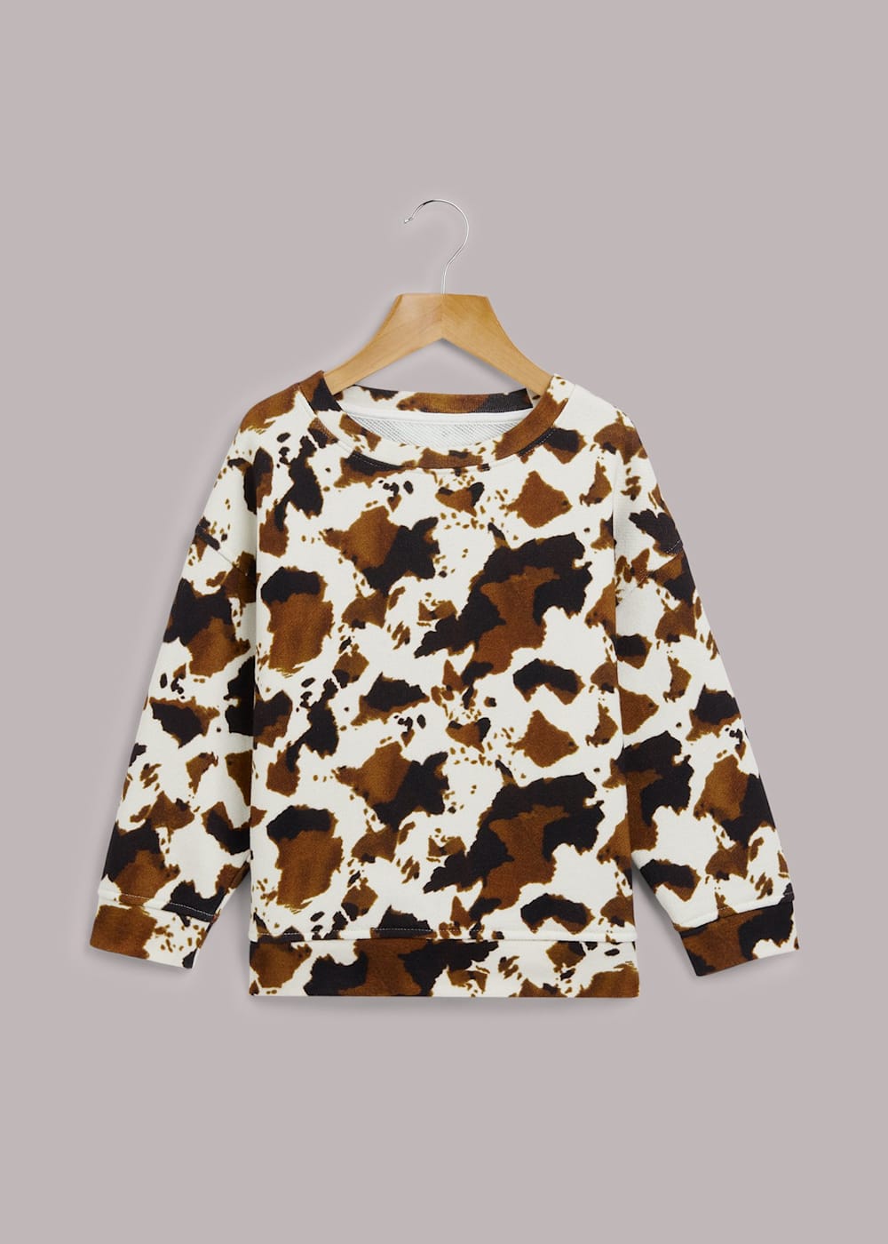 Cow print sweatshirt sales