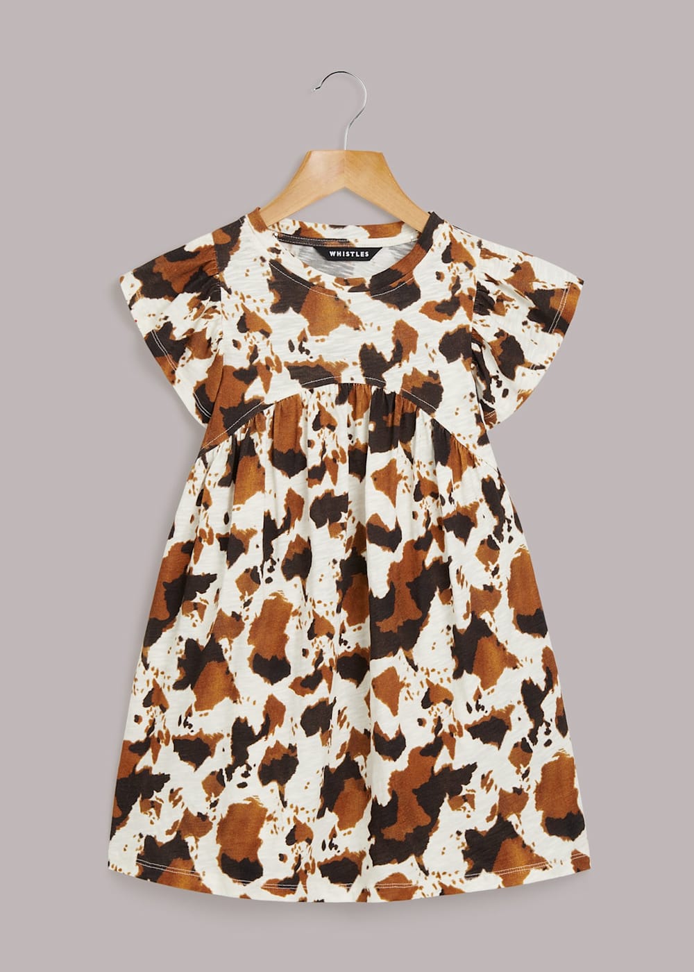 Whistles Cow Print Piper Jersey Dress Brown Multi Size 7 8