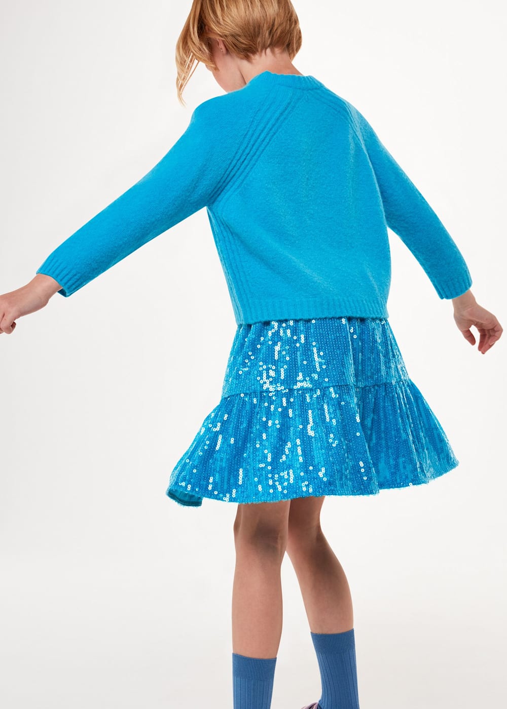 Whistles Isadora Sequin Skirt Blue Size 11 12