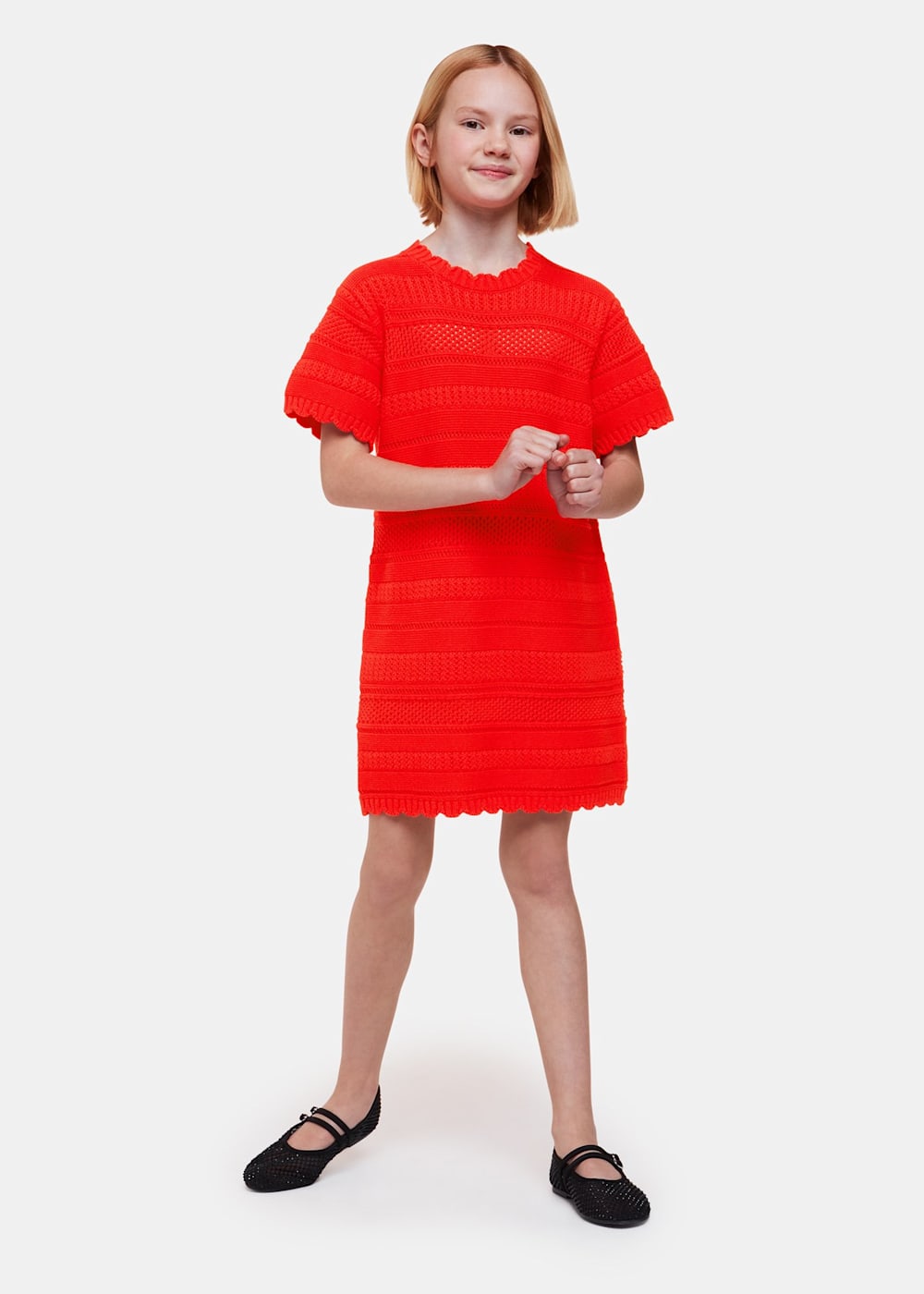 Red Crochet Knit Midi Dress WHISTLES Whistles UK